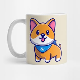 Cute Shiba Inu Dog Wearing Scarf Cartoon Mug